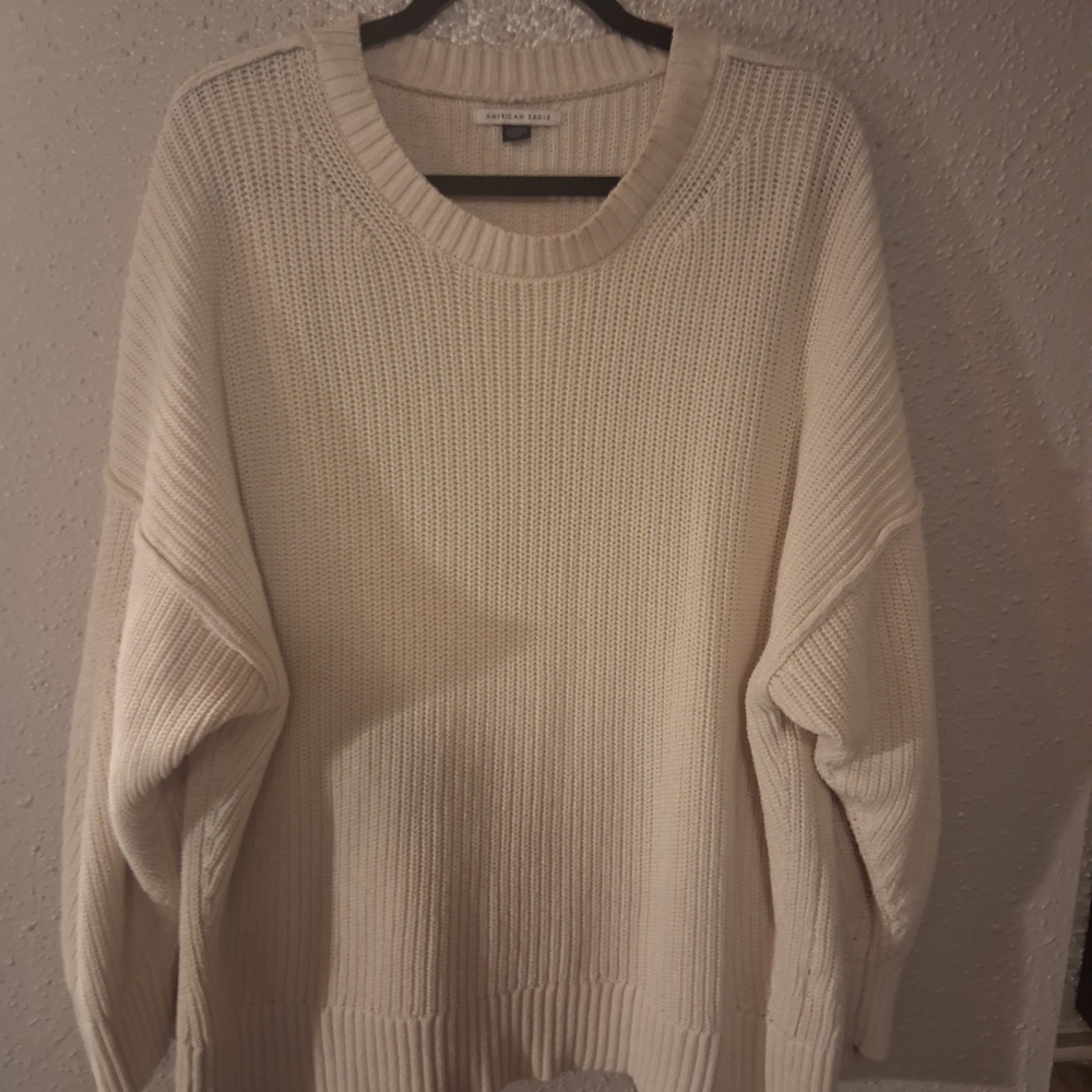 American Eagle Outfitters Cream Crew Neck Sweater